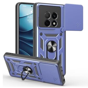 Ring Holder & Sliding Camera Shield Cover | 360 Degree Protection Back Case Cover for Oppo F29 5G - Blue