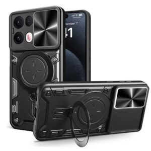 Oppo K13 Turbo Pro Back Case | Hybrid Case with 360 Degree Rotating Finger Ring Holder + Slider Shutter Camera Protection Case for Oppo K13...